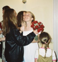 Sonja with the bouquet, and Jocelyn